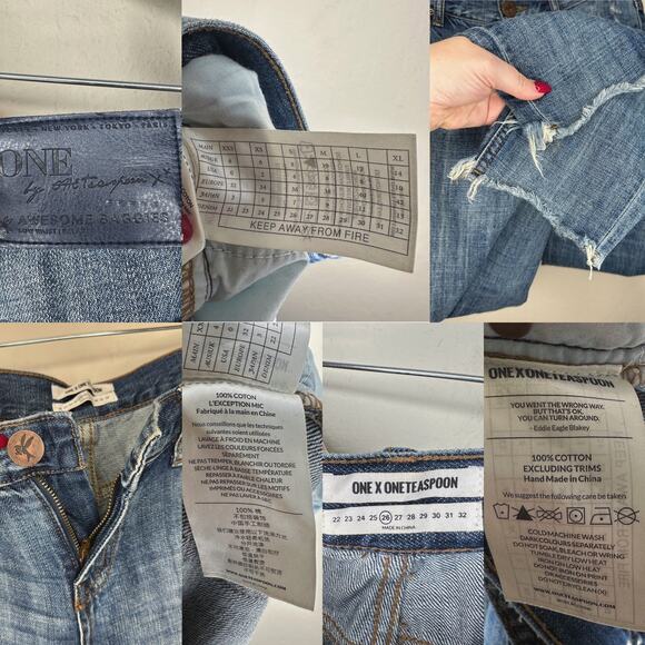 One Teaspoon Freebird Awesome Baggies Low Waist Relaxed Leg Fray Hem Jeans 26 - Picture 12 of 16